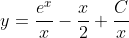 y = \frac{e^x}{x} - \frac{x}{2} + \frac{C}{x}